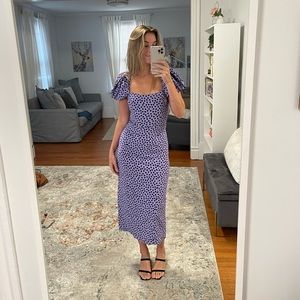 ZARA polka dot dress with statement sleeves